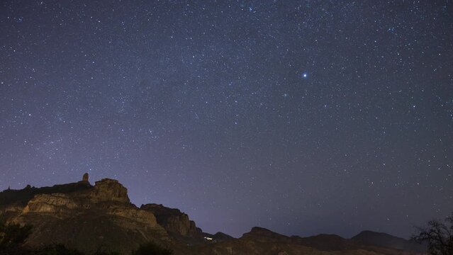 roque nublo in gran canaria at night