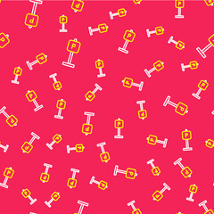 Line Parking icon isolated seamless pattern on red background. Street road sign. Vector
