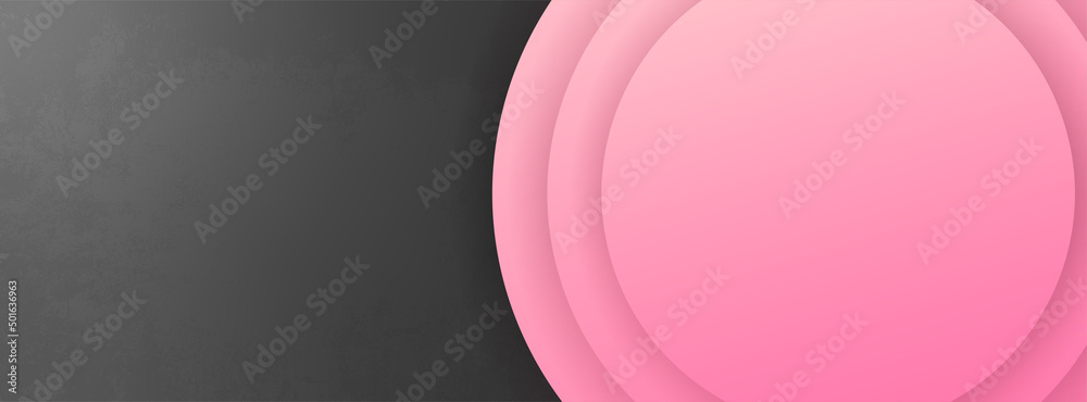 Wall mural pink gray abstract vector banner concrete wall. business minimal gradient background with circles an