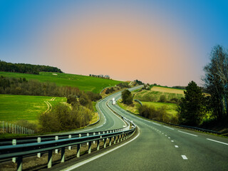 Fototapeta premium winding road in French countryside