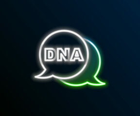 Glowing neon line DNA symbol icon isolated on black background. Colorful outline concept. Vector