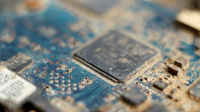 Corroded and rusty old broken obsolete hard drive closeup
