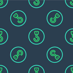 Line Industrial hook icon isolated seamless pattern on blue background. Crane hook icon. Vector