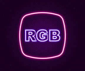 Glowing neon line Speech bubble with RGB and CMYK color mixing icon isolated on black background. Colorful outline concept. Vector