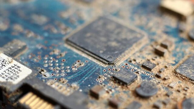 Corroded and rusty old broken obsolete hard drive closeup
