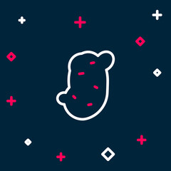 Line Potato icon isolated on blue background. Colorful outline concept. Vector