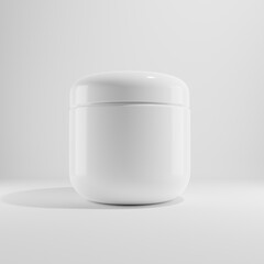 white cosmetic container jar a front view 3d render