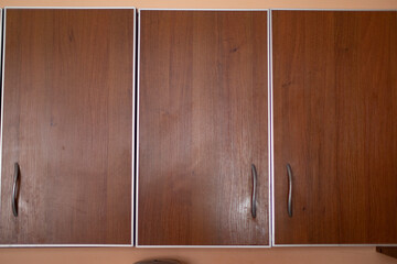 Kitchen cabinet. Wooden cabinet doors.