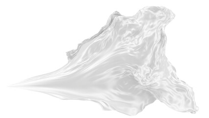 Beautiful flowing fabric of white wavy silk or satin. 3d rendering image.