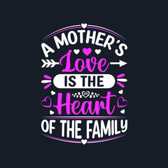 Fototapeta na wymiar A Mother’s Love Is The Heart Of The Family- Mother's Day T-Shirt Design, Posters, Greeting Cards, Textiles, and Sticker Vector Illustration 