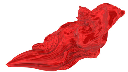 Beautiful flowing fabric of red wavy silk or satin. 3d rendering image.