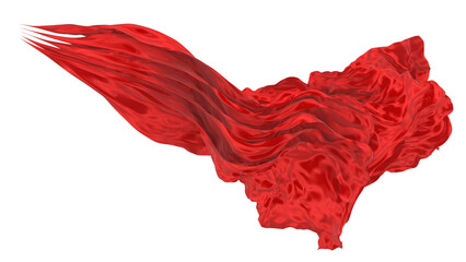 Beautiful flowing fabric of red wavy silk or satin. 3d rendering image.