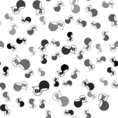 Black Voice assistant icon isolated seamless pattern on white background. Voice control user interface smart speaker. Vector
