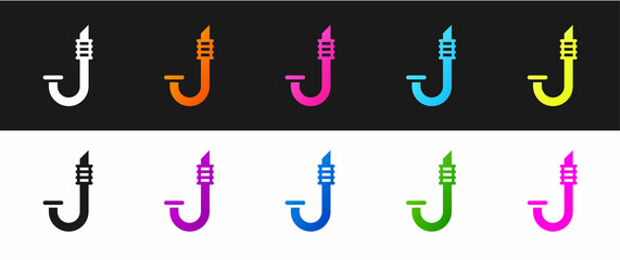 Set Snorkel icon isolated on black and white background. Diving underwater equipment. Vector