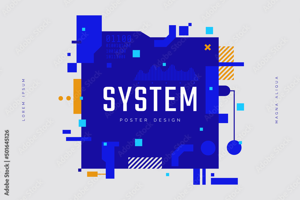 Aufkleber abstract banner design in cyberpunk techno style. hi-tech geometric background with place for text. 