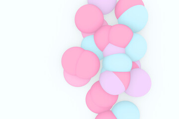 Gradient background with organic pink and blue shapes. Morphing colorful blobs. Vector 3d illustration. Liquid flowing colors for banner or sign design