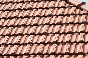 new red tiles roof and blue sky