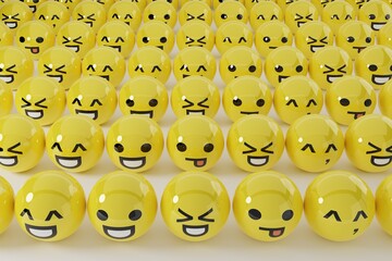 Set of different emoticons. Social media concept, using emoticons among internet users. Emoji in...