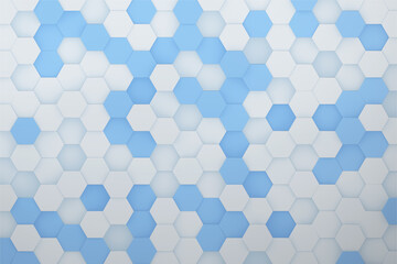Abstract white and blue hexagon background. Technology 3d illustration