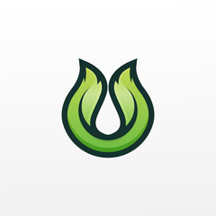 letter u leaf logo design