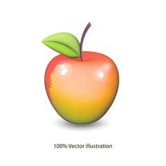 3d vector red apple isolated on white