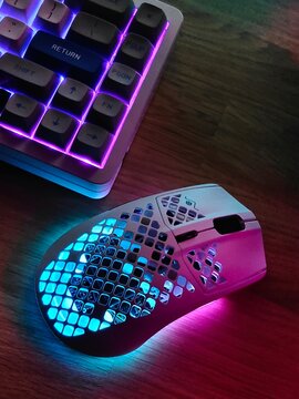 Kuala Lumpur - April 29th 2022 : The New Lightweight RGB Gaming mouse by SteelSeries Aerox 3 snow white. 