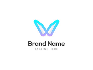Gradient Modern superb W Letter mark Logo with brand initials