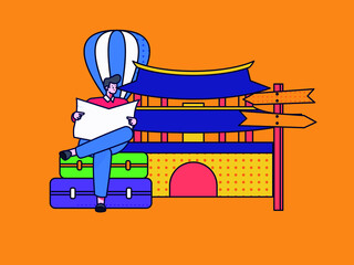 Traveling and relaxing vector creative concept illustration
