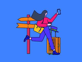 Traveling and relaxing vector creative concept illustration
