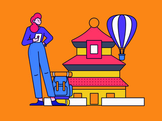 Traveling and relaxing vector creative concept illustration
