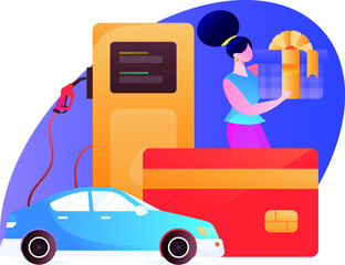 Refueling car vector creative concept illustration
