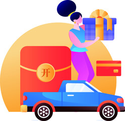 Refueling car vector creative concept illustration
