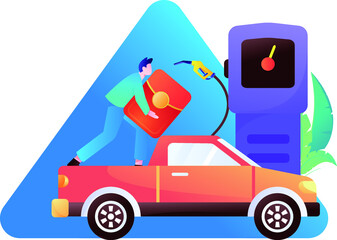 Refueling car vector creative concept illustration
