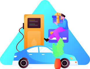 Refueling car vector creative concept illustration
