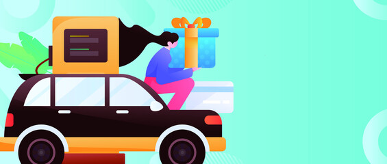 Refueling car vector creative concept illustration
