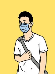 cute man cartoon on yellow background