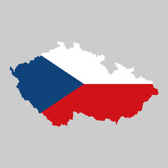 Obraz premium The flag of Czech Republic in Czech map shape