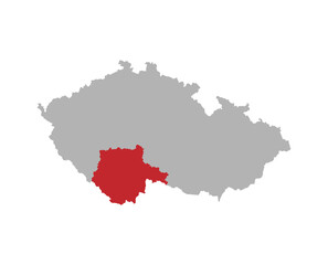 Czech map with South Bohemian region highlight