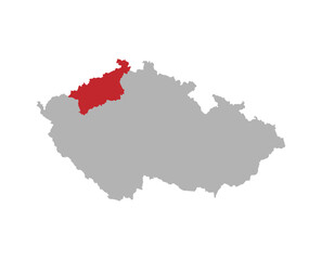 Fototapeta premium Czech map with Usti nad Labem region highlight