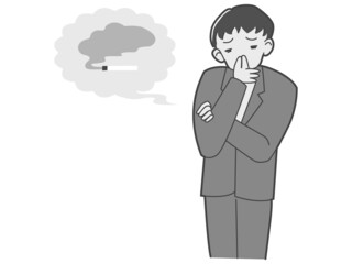 タバコのにおいが気になる男性のイラスト