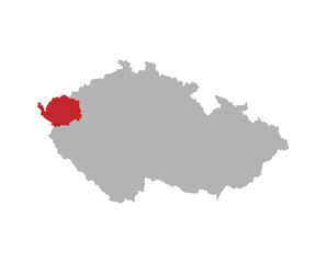 Czech map with Karlovy Vary region highlight