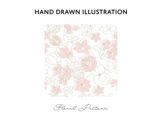 花柄のシームレスパターン（手描き風）