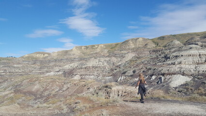 Girl in the badlands of alberta