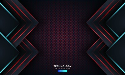 abstract red light hexagon luxury background vector illustration.
