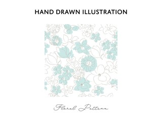 花柄のシームレスパターン（手描き風）