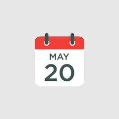 calendar - May 20 icon illustration isolated vector sign symbol