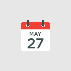 calendar - May 27 icon illustration isolated vector sign symbol
