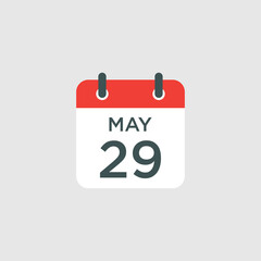 calendar - May 29 icon illustration isolated vector sign symbol