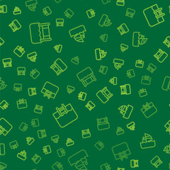 Set line Water volleyball net, Swimming pool with ladder and Windsurfing on seamless pattern. Vector