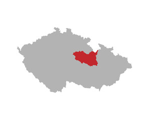 Czech map with Pardubice region red highlight